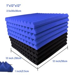 52Pack 12″X12″X1″ Black Blue Acoustic Foam Panel Studio Soundabsorb Wall Tiles