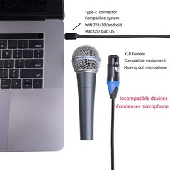 USB C Male to XLR Female Microphone Cable 10 FT, Type-C XLR Stereo Audio Cord…