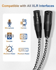 Short XLR Cables 2Ft 2 Pack, XLR Microphone Cable Balanced Shielded Nylon Braide