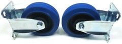 Set Of (2)Two Heavy Duty Fixed Casters with 4″(97.85mm) Dia. Blue Rubber Wheels