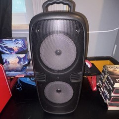 Portable Bluetooth PA Speaker, Black Rectangular Plastic/Metal Party Speaker