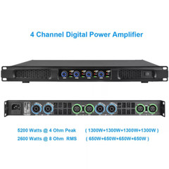 High-Tech 5200W 4-Channel Class D Digital Power Amplifier 5200 Watts PEAK Output