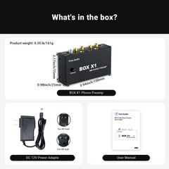 Fosi Audio Box X1 MM Phono Preamp for Turntable Mini Stereo Hi-Fi Headphone Amp