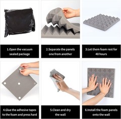 12-96Pack Acoustic Foam Panels 12“x12“x2“ Sound Proof Pyramid Sound Absorbing