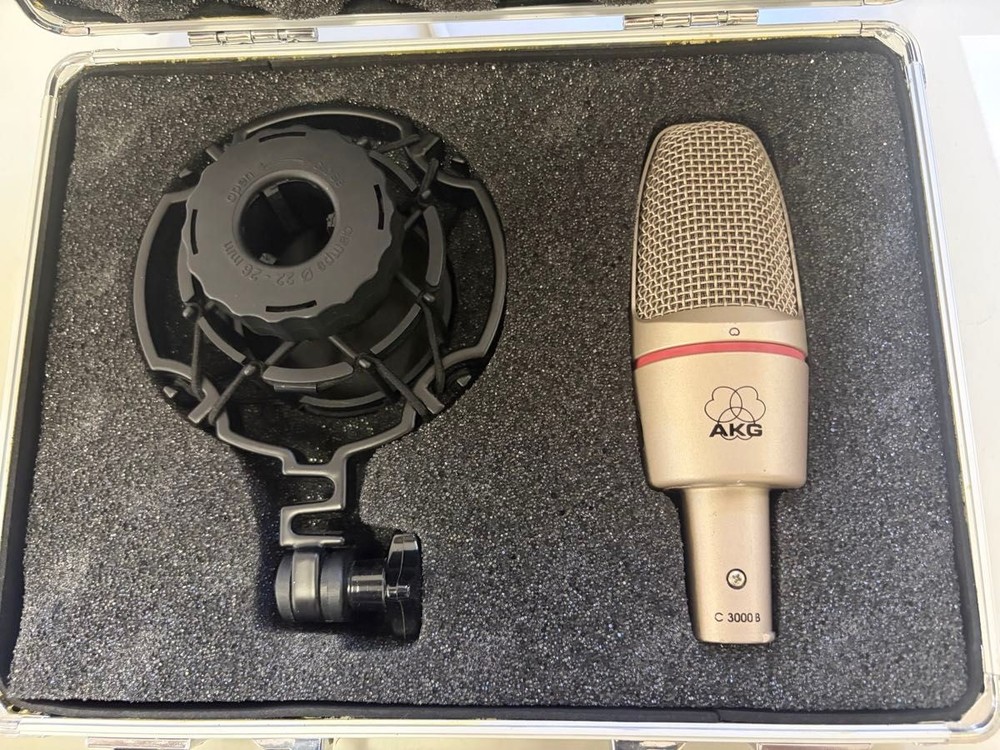 AKG C3000 B Condenser Microphone Silver Studio Recording Pro Audio Side Address