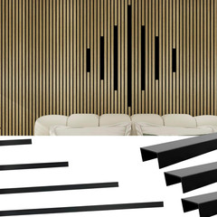 Luxe Matte Black Aluminum Trim Strips for Wood Slat Acoustic Panels – 7 Pcs