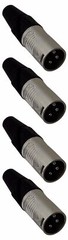 (4 PACK) REAN RC3M 3-Pin XLR Male Cable Mount LO-Z Connector – Nickel Shell