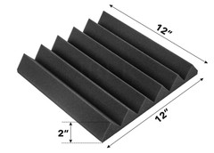 JBER 24 Pack Charcoal Acoustic Panels 2″ X 12″ X 12″ Studio Foam Wedges