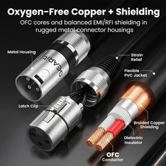 2-Pack 3ft XLR Cable: High-Speed Shielded Mic Cable for Reliable Connections