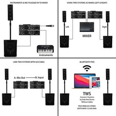 proreck CLUB 2000 10-inch Powered Loud PA Speaker System 1000W Bluetooth
