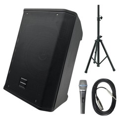 Warzone WAP8T 500W PA Speaker Bundle + 1 Adjustable Stand & Microphone