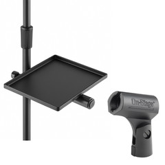 u-mount Mic Stand Utility Tray + Unbreakable Rubber Condenser Mic Clip Bundle