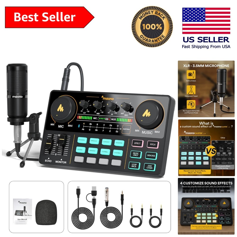Compact Podcast Mixer Set with 3.5mm Microphone for Effortless Live Streaming