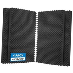 4 Pack-es Acoustic Panels, Egg Crate Foam soundproof 48X24X2 Inch Black 4 Pack