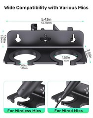 Double Multi Microphone Holder With C Clamp (Aluminum/Rubber）for Most Mic Sta…