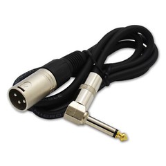 XLR (3Pin) male to 1/4 Right Angle TS Male plug Unbalanced Mono Audio Mic Cable