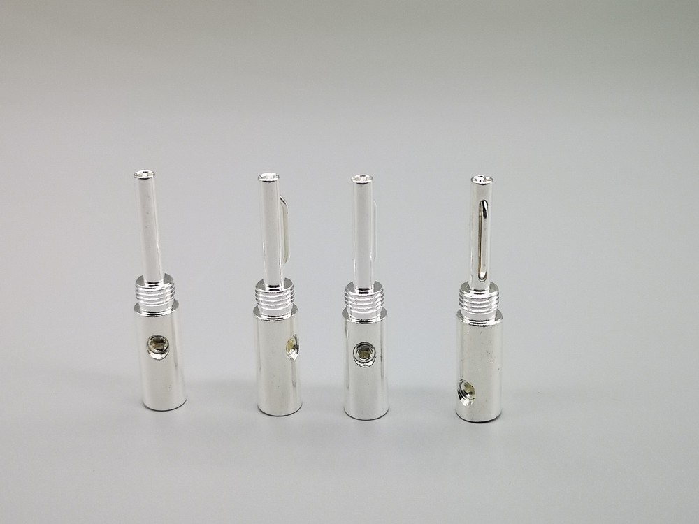 4x SILVER plated 5mm Speaker Cable BANANA PLUG Screw Connector