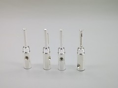 4x SILVER plated 5mm Speaker Cable BANANA PLUG Screw Connector