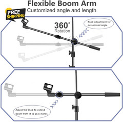 Mic Stand, Microphone Stand Floor Boom Mic Stand with Tablet Phone Holder