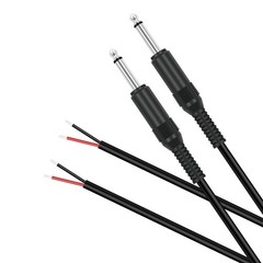 6.35mm to Speaker Wire Adapter 2~Pack 1ft TS Mono Male to Bare Wire Cable