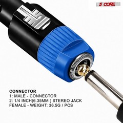 5 Core Speakon 1/4″ Female – Male Connectors Pair 4 Pole SpeakON Connector