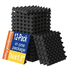 12 Pack 1.5″X12″X12″ Sound Proofing Egg Crate Foam No Adhesive-12