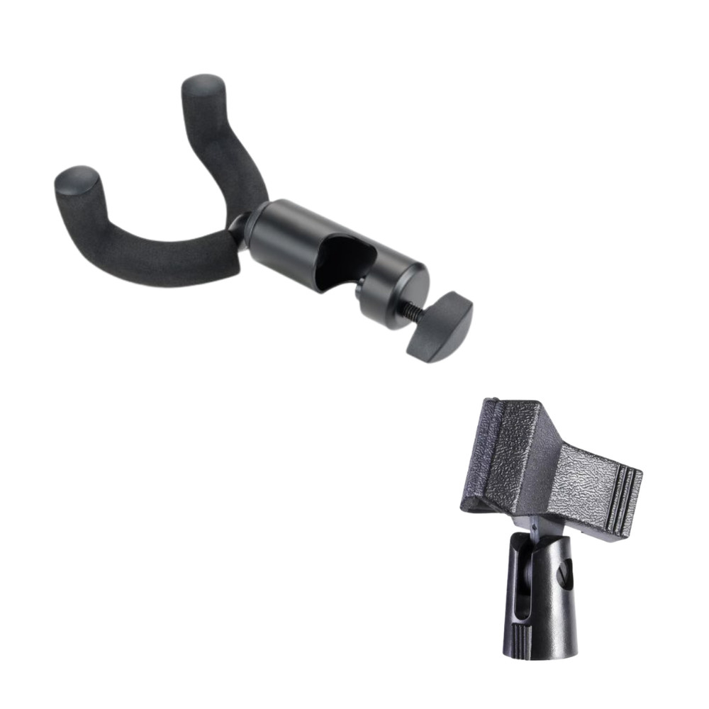 u-mount Mic Stand Guitar Hanger + Clothespin-Style Mic Clip Vocal Bundle