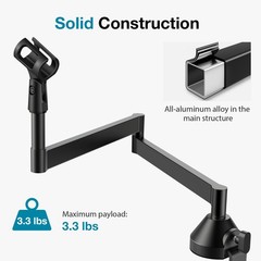 Low Profile Mic Arm, 360° Rotatable Microphone Arm Stand Foldable Desk Mic Bo…