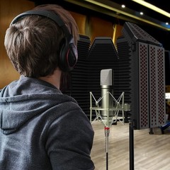 Recording Microphone Isolation Shield, High Density Absorbent Foam 5 Panels t…