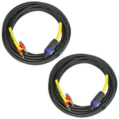 2 PREMIUM duty 5 ft SPEAKON to dual banana plug 12 GA GAUGE SPEAKER CABLES CORDS