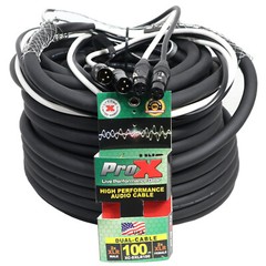 Audio Cable Snake 100 Ft. Balanced (2) XLR-M to (2) XLR-F High Performance