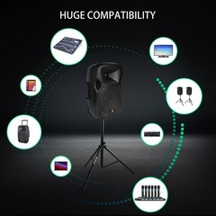 PRORECK 1000W 12″ PA System Kids Party Bluetooth DJ Speakers w/ Stand Mic