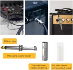 20PCS 1/4 MONO TS Heavy Duty Male Audio Speaker Guitar Cable Connector Plug JACK
