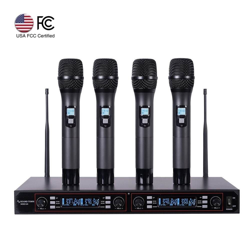 Sound Town 200-Channel Metal Mountable UHF Wireless Microphone LED(NESO-U4HH)