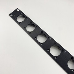 1U Space Rack Panel W/4 Large Speakon CutOuts For NL8 + 4 cutout For D Connector