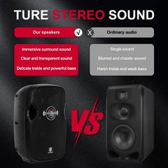 PRORECK 600W 8″ Active PA Speaker System Bluetooth DJ Party Portable Mic Stands