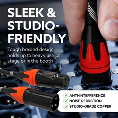 VelWav Pro XLR Mic Cables Balanced Audio 3-Pin Male to Female OFC Shielded Wire