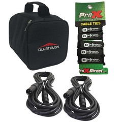 Hosa 20ft XLR to XLR Black Microphone Speaker Cables Pair + Carry Bag