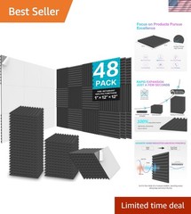 Acoustic Foam Panels, 48 Pack 12x12x1 Inch Upgraded Self-Adhesive Soundproof …