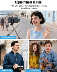 Wireless Lavalier Microphone for iPhone, iPad, Android – USB-C Small, Black