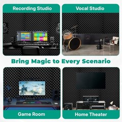 Soundproof Foam Panels 2 Pack 48″x24″x2″ Black Acoustic Egg Crate High Density N