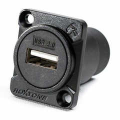 USB Type A Feedthru Panel Mount Connector – Female to Female, Black Body