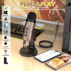 Plug-and-Play USB Microphone with Wide Device Compatibility
