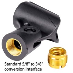 Universal Microphone Clip Holder with Nut Adapters 5/8″ to 3/8″,Black,5 Pack