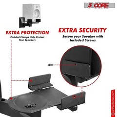 5Core Speaker Wall Mount Adjustable Swivel 11 Inch Space Bookshelf Brackets Pair