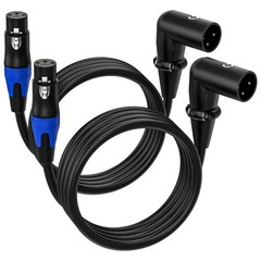 (2Pack / 11.8inch) XLR Right-Angle Male to Straight Female Microphone Extensi…