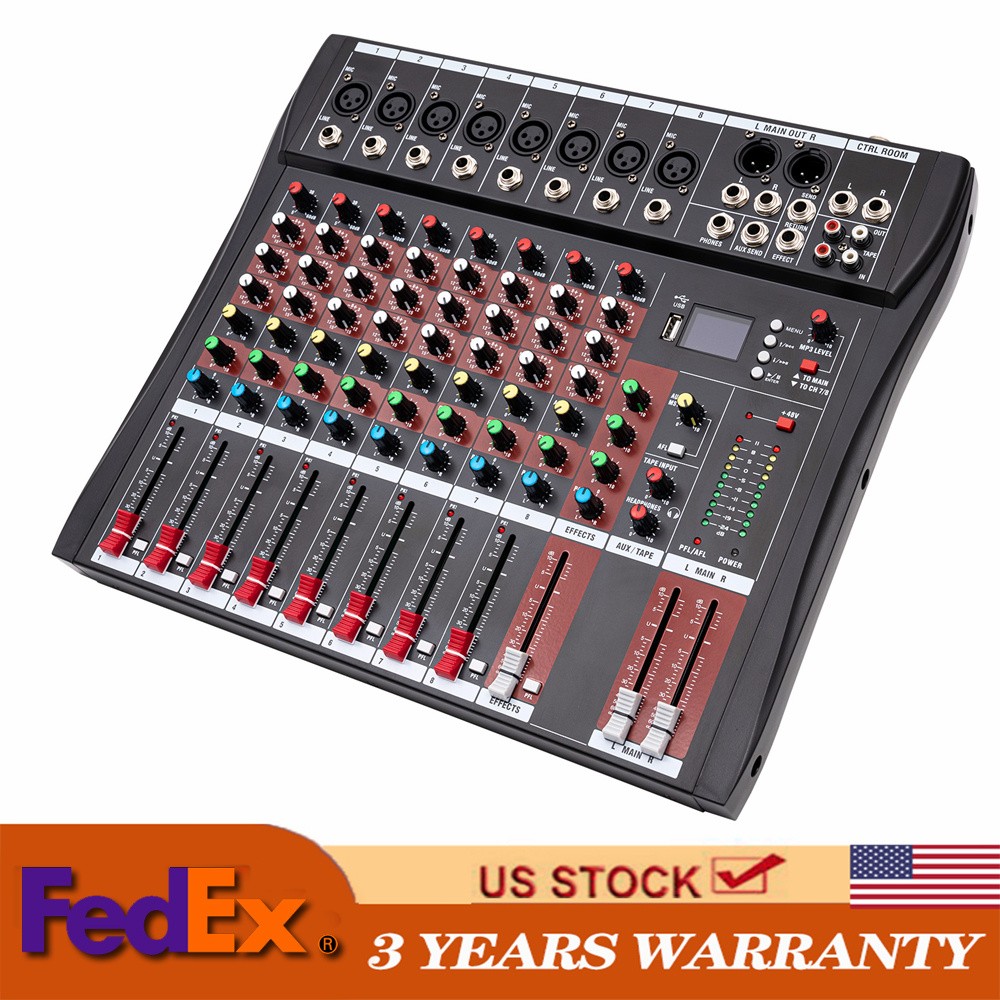 8 Channel USB Bluetooth Live Studio Audio Mixer Power Mixing Console Board w/USB