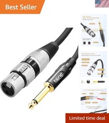 6.6 FT Unbalanced XLR to 1/4 Mono Jack Cable for Sound Engineers and Musicians