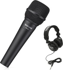 Tascam TM-82 Dynamic Microphone and Studio Headphones Bundle