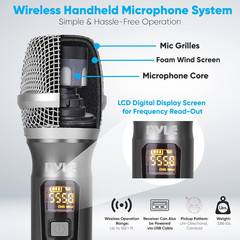 Dual UHF Wireless Microphone System – Professional Handheld Dynamic Cordless Mic
